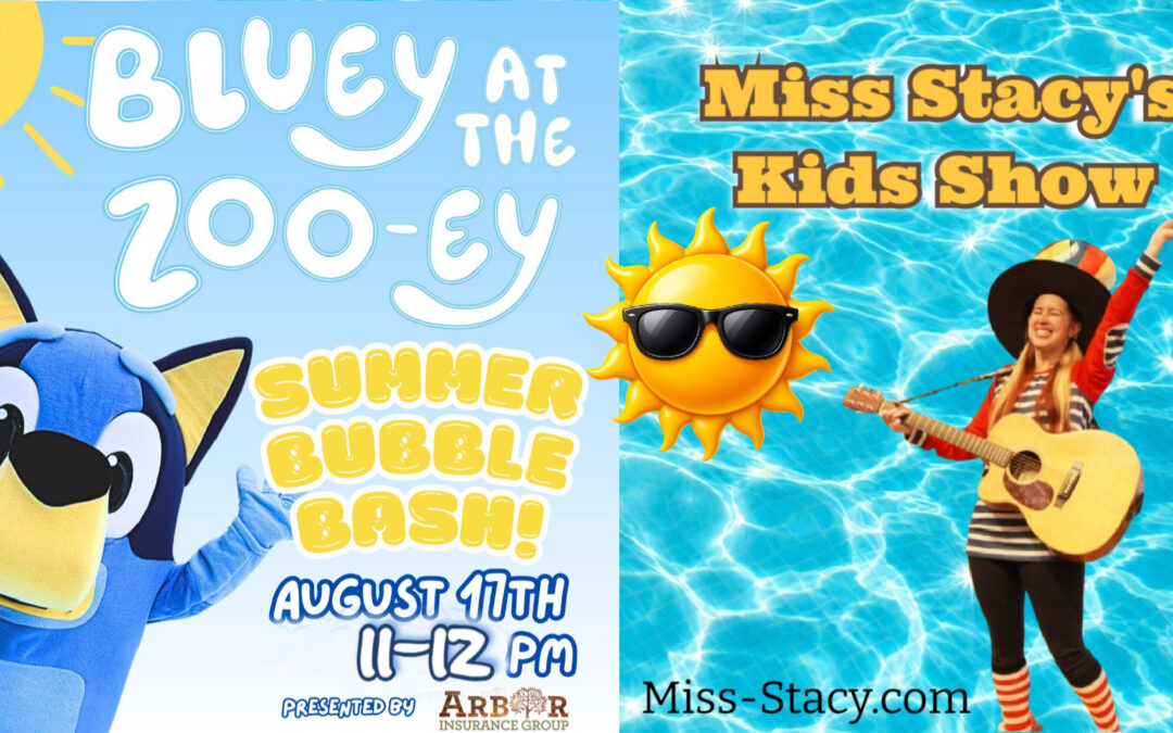 Miss Stacy performs her Kids Show at the Bluey Summer Bubble Bash at the Lehigh Valley Zoo – PA